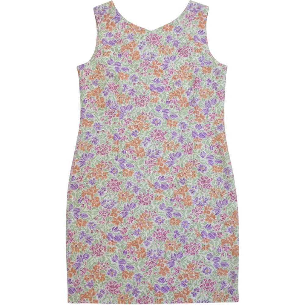 Southern Lady Floral Sleeveless Sheath Dress Size 14 Preppy Garden Party Retro